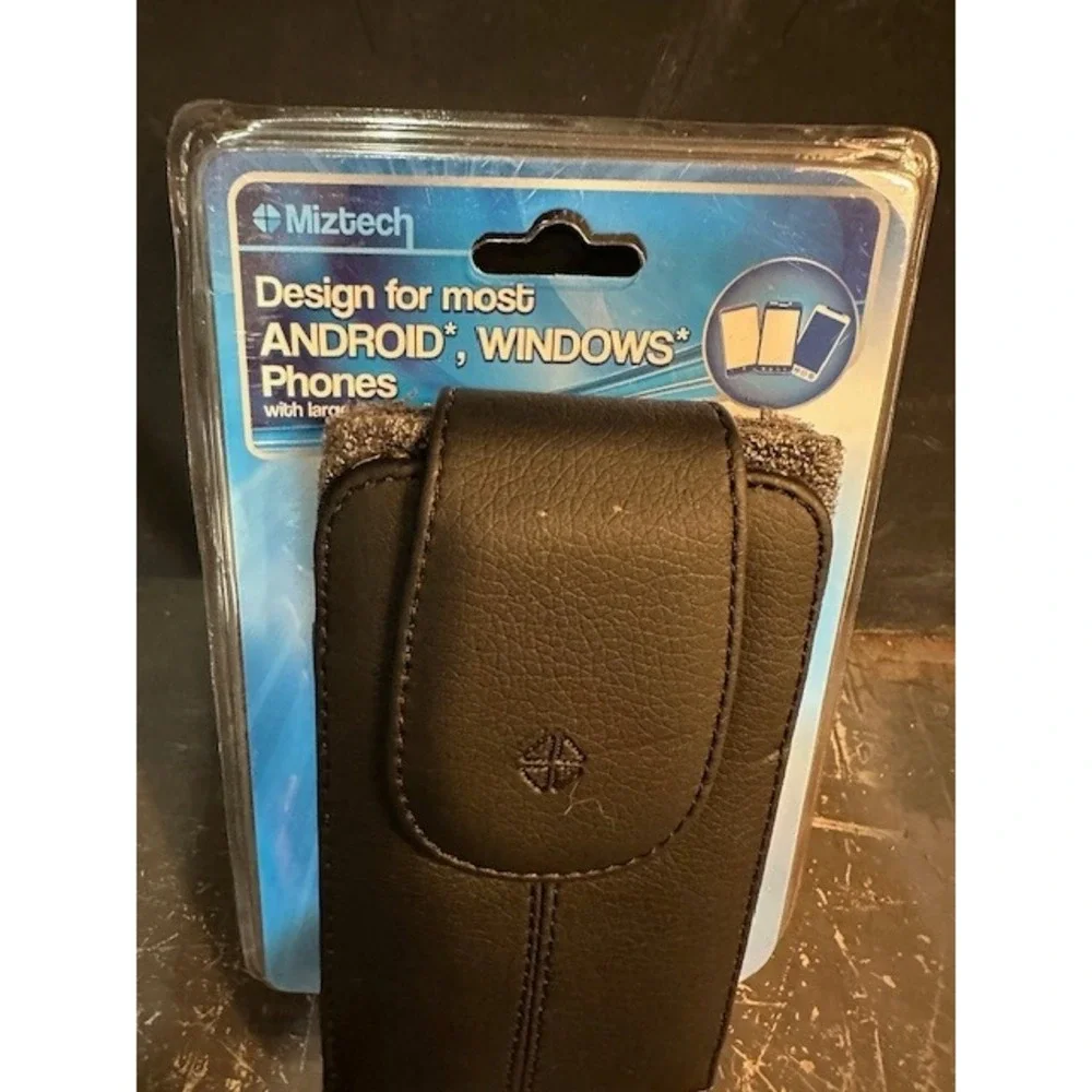 Miztech Black Leather Swivel Belt Clip Holster Case for Android Windows Phones